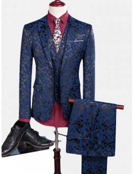 Three Pieces Printing Business Wedding One Button Suit for Men