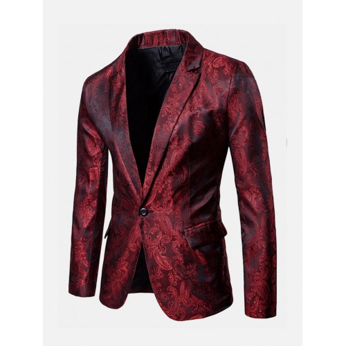 Men's Three Pieces Suit Printing Business Suit Wedding Banquet Club Stage Lapel Blazer