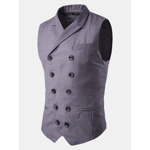 British Style Business Casual Stylish Double Breasted Waistcoats for Men