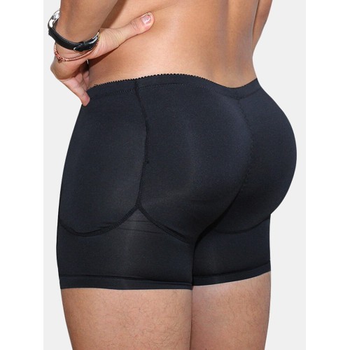 Men Breathable Butt Lifting Underwear BodyBuilding Compression Boxer Detachable Pads Padded Underwear