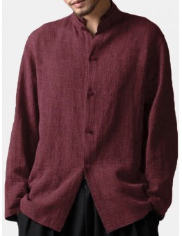 Vintage Chinese Style Stand Collar Casual Loose Shirt for Men