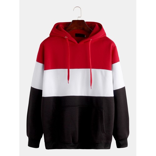 Mens Brief Style Hit Color Warm Casual Hoodies