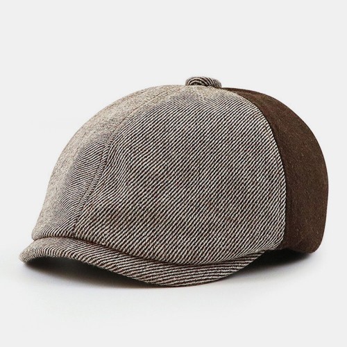 Men & Women Stitching British Retro Artist Temperament Short Brim Peak Top Hat Beret Flat Caps