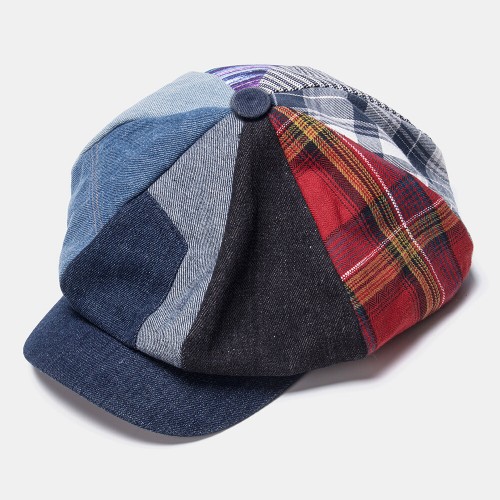 Men &Women Denim Plaid Striped Stitching Octagonal Cap Berets Hat Newsboy Caps Flat Caps